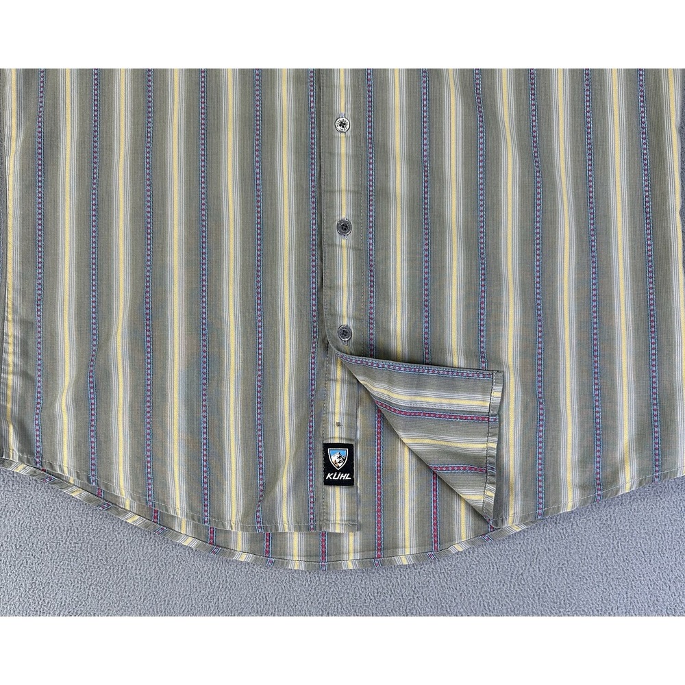 Kuhl Shirt Mens Small Green Suncel Aztec Stripe Minimalist Outdoor Performance - Picture 5 of 8